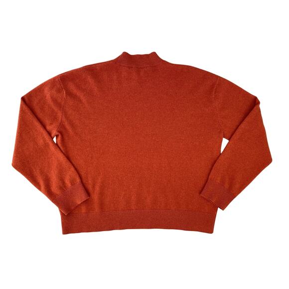 Quince 100% Mongolian Cashmere Sweater L Orange Mock Neck Cropped Boxy Preppy - Picture 4 of 8